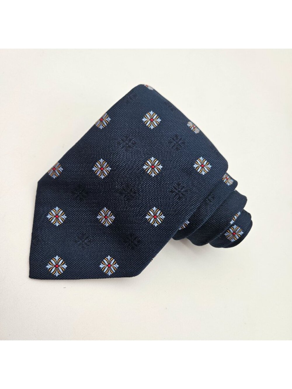 Barneys New York Blue Textured Geometric 59" Silk Tie